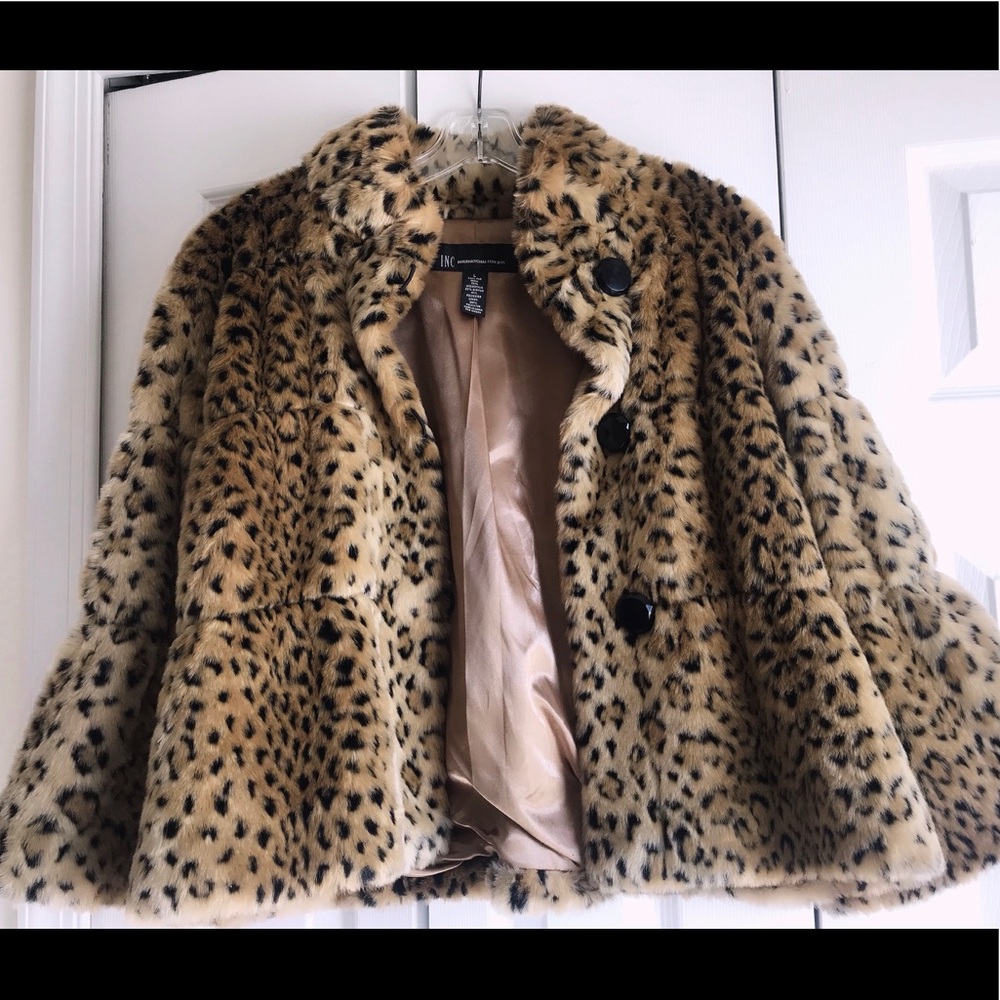 INC Leopard Cheetah Faux Swing Coat